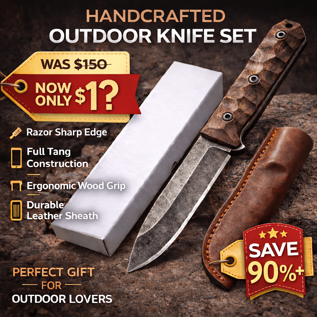 Bushcraft Knife Fixed - Precision-ground Outdoor Utility Knife Stainless Steel