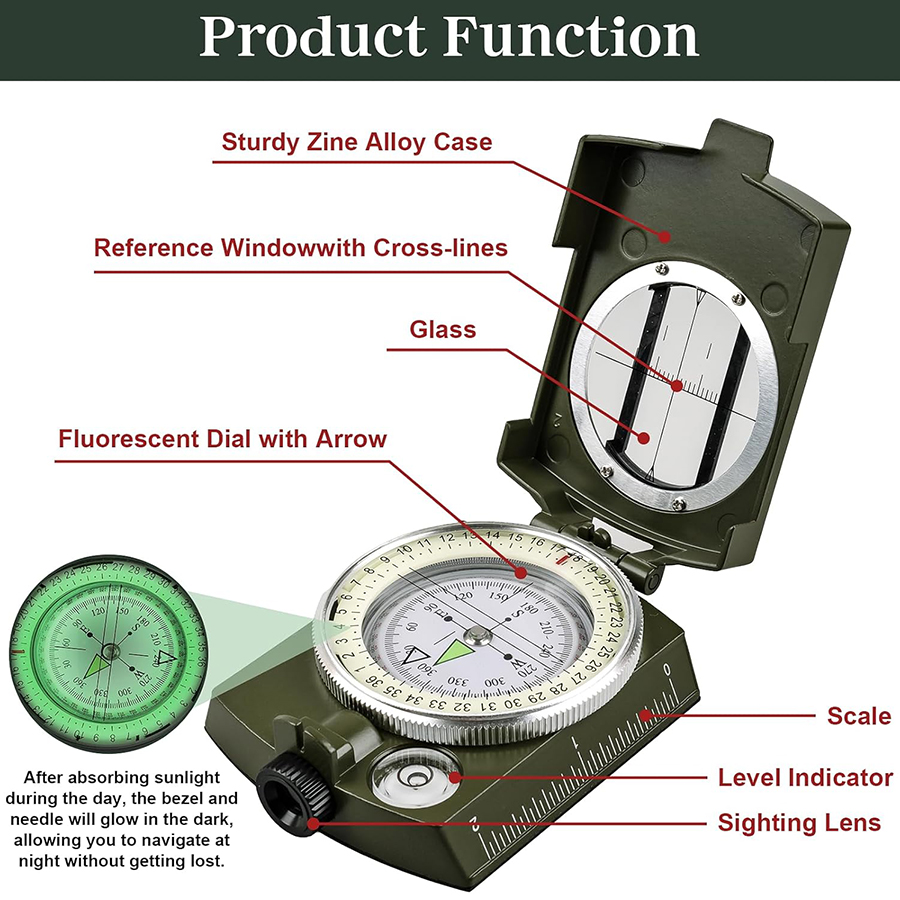Tactical Survival Compass - Wa - مراجعة Compass Lensatic وسعره