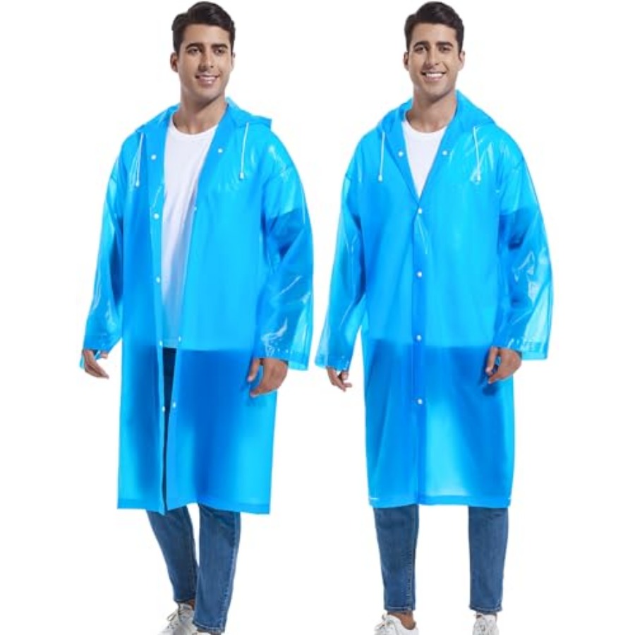 2-Pack Reusable Rain Ponchos f - مراجعة Emergency Poncho Rain وسعره