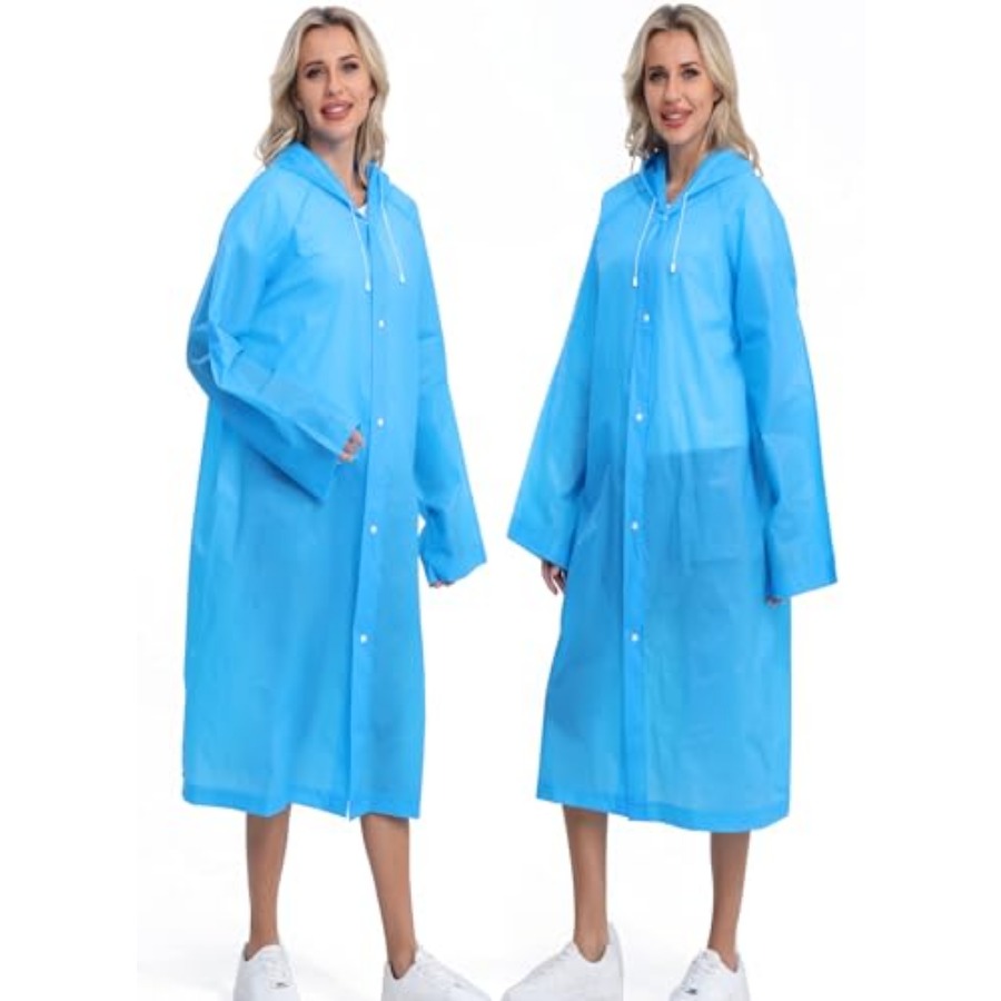 2-Pack Reusable Rain Ponchos f - مراجعة Emergency Poncho Rain وسعره
