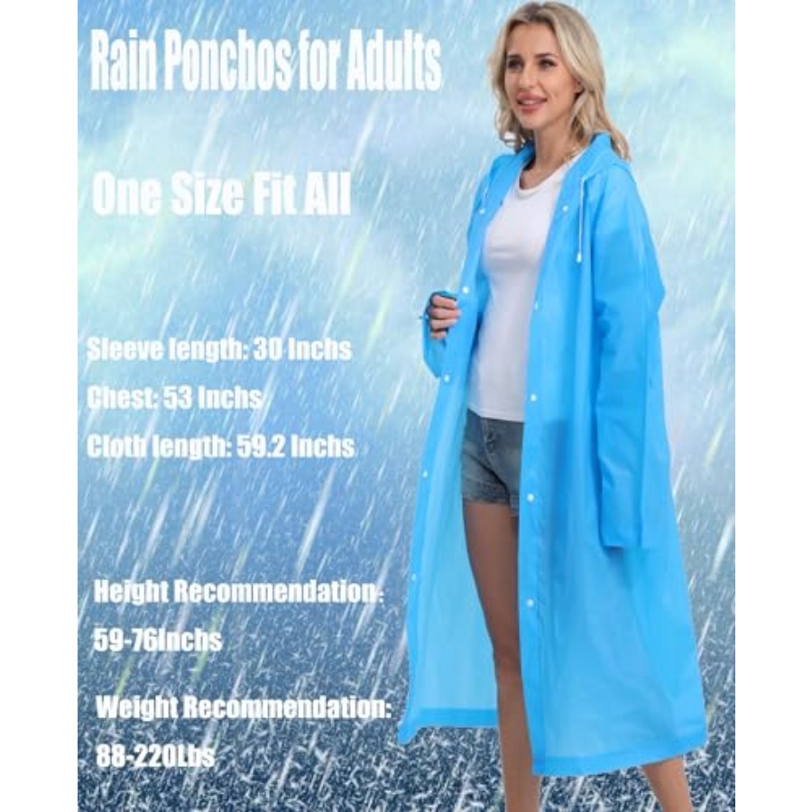 2-Pack Reusable Rain Ponchos f - مراجعة Emergency Poncho Rain وسعره