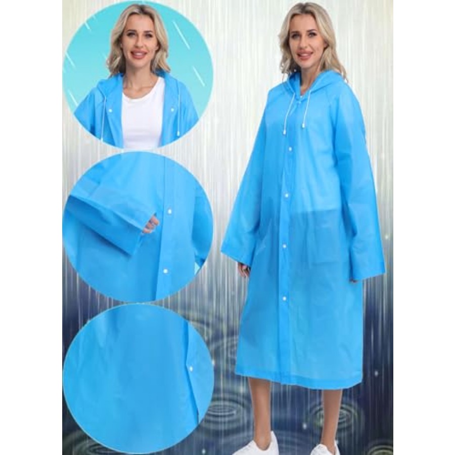 2-Pack Reusable Rain Ponchos f - مراجعة Emergency Poncho Rain وسعره
