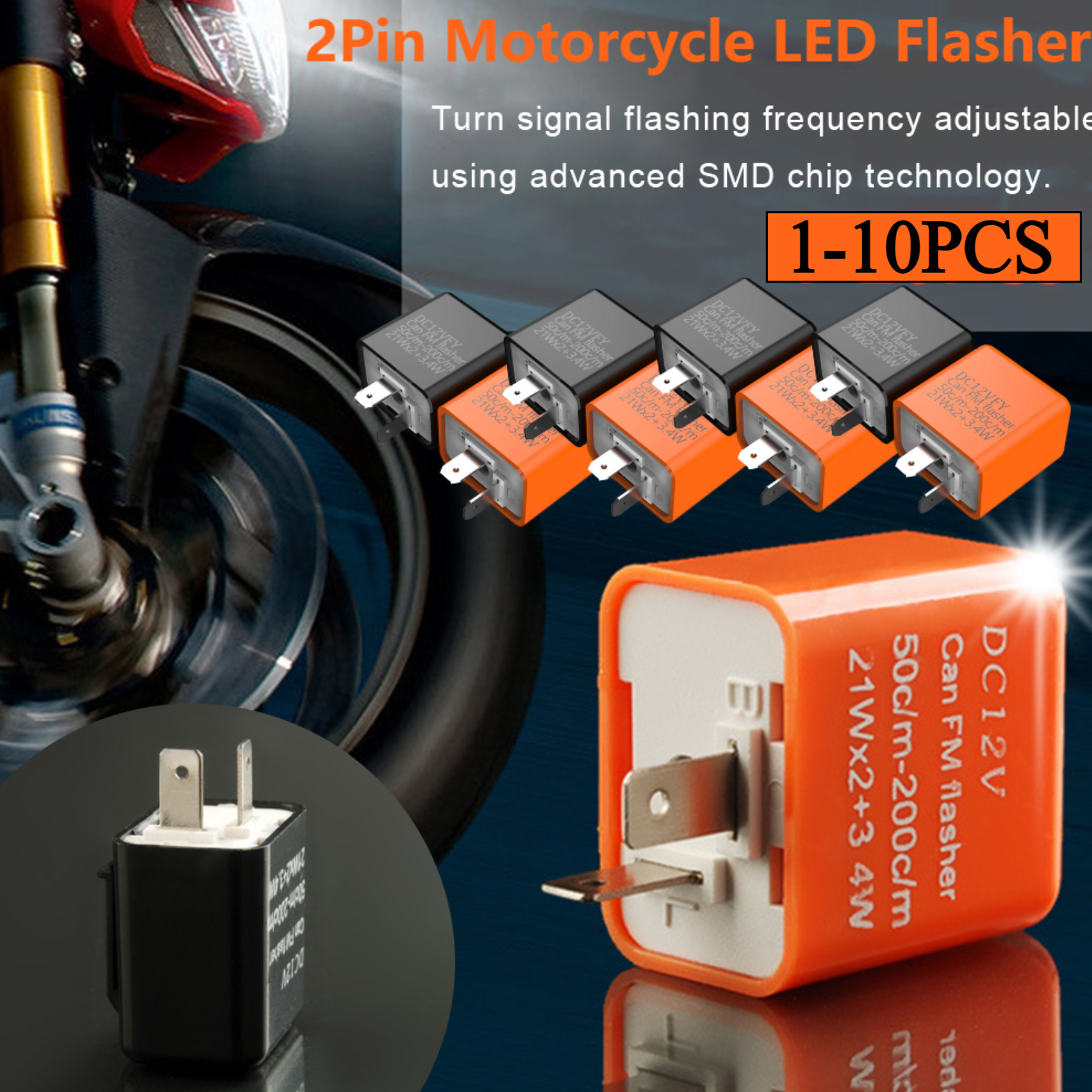 2Pin Motorcycle LED Flasher Re - مراجعة Signal Panel Orange وسعره