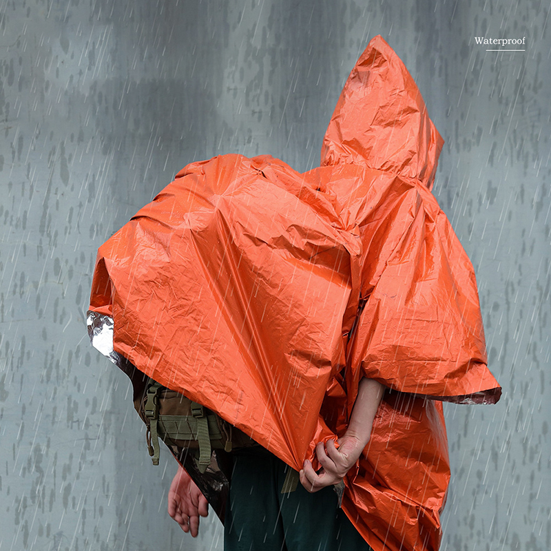 Emergency Raincoat Poncho PE A - مراجعة Survival Blanket Reflective وسعره