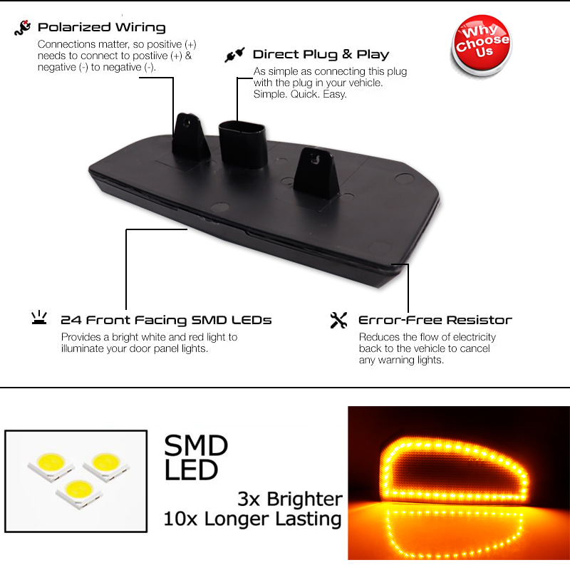 2pcs Switchback LED Side Mirro - مراجعة Signal Panel Orange وسعره