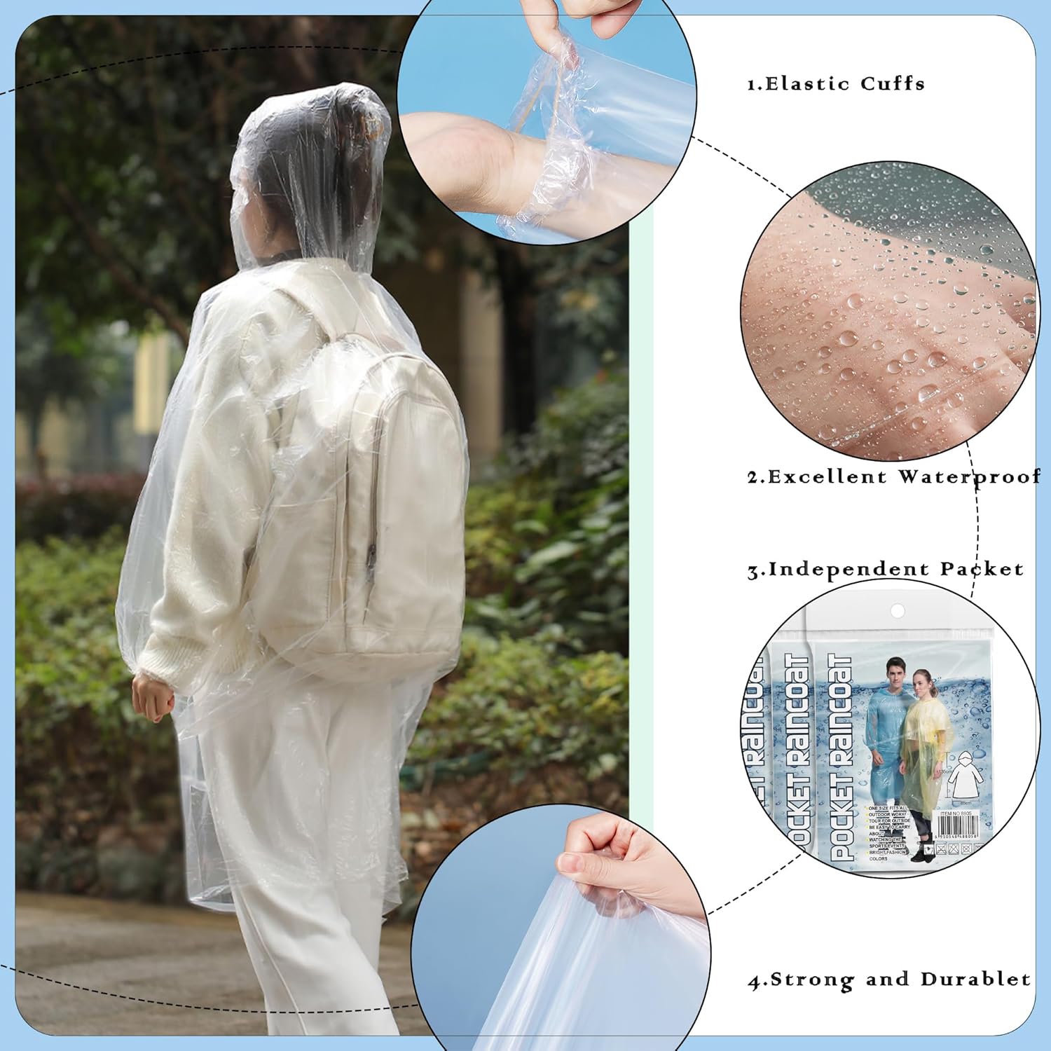 10 Pack Disposable Rain Poncho - مراجعة Emergency Poncho Rain وسعره