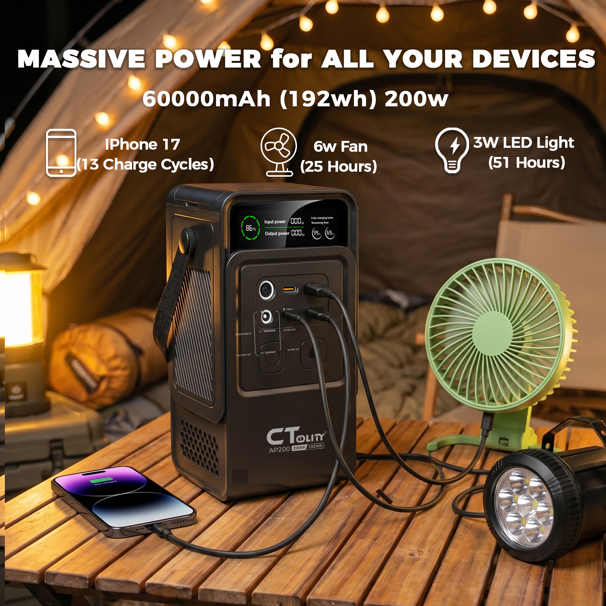 CTOLITY AP200 AP1000 Black sty - مراجعة Solar Emergency Charger وسعره