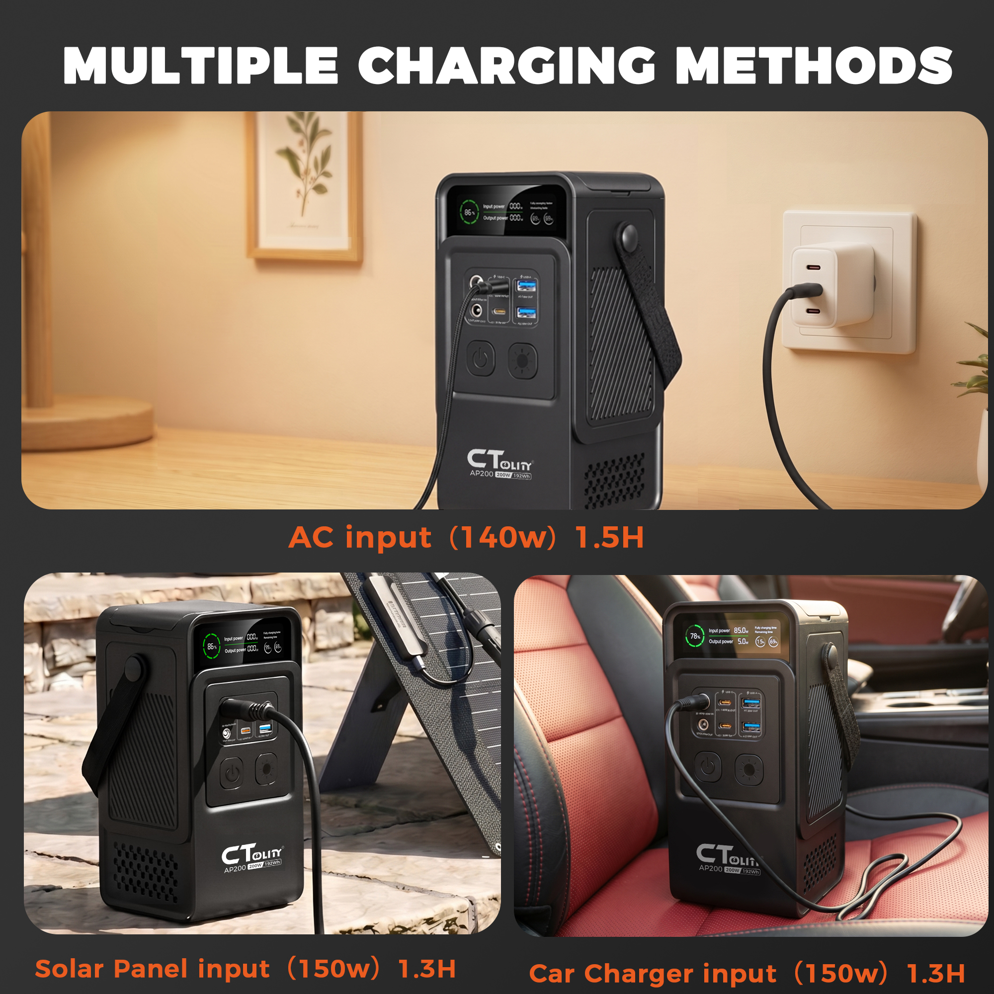 CTOLITY AP200 AP1000 Black sty - مراجعة Solar Emergency Charger وسعره