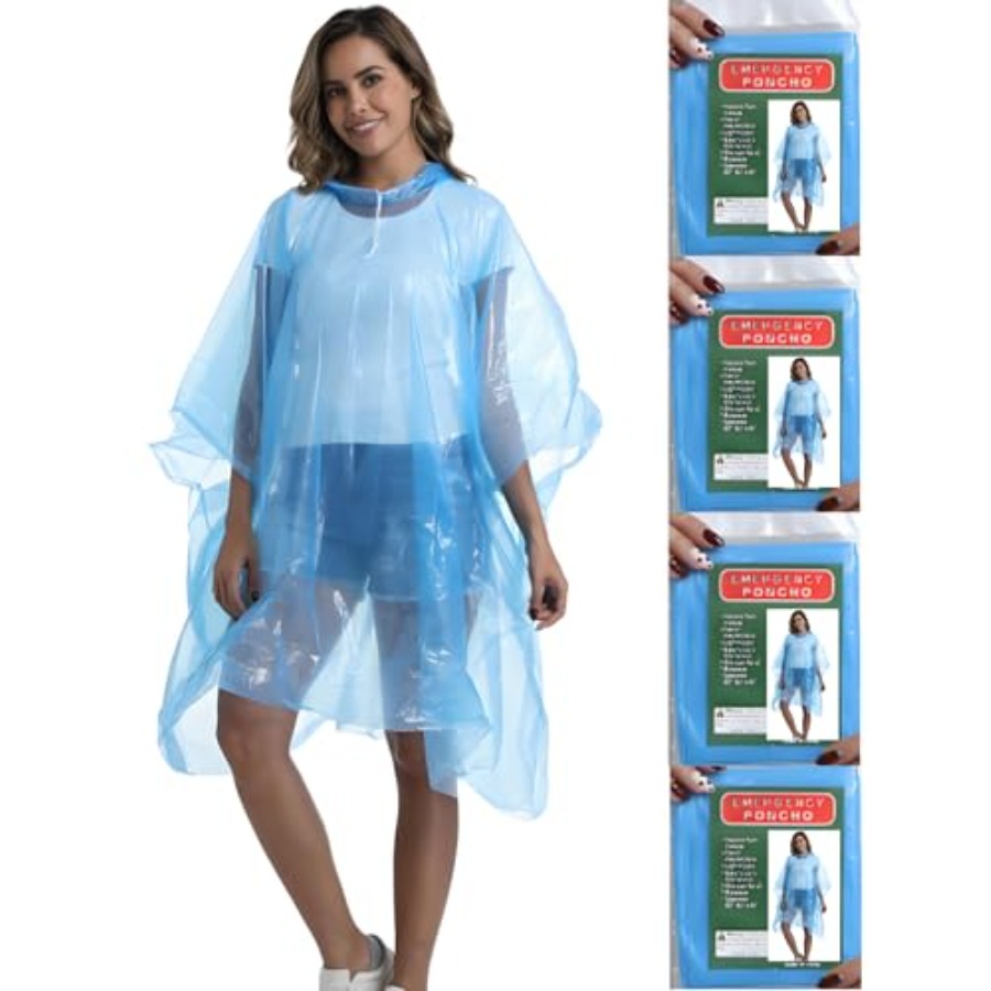4/6/12 Pack Disposable Rain Po - مراجعة Emergency Poncho Rain وسعره