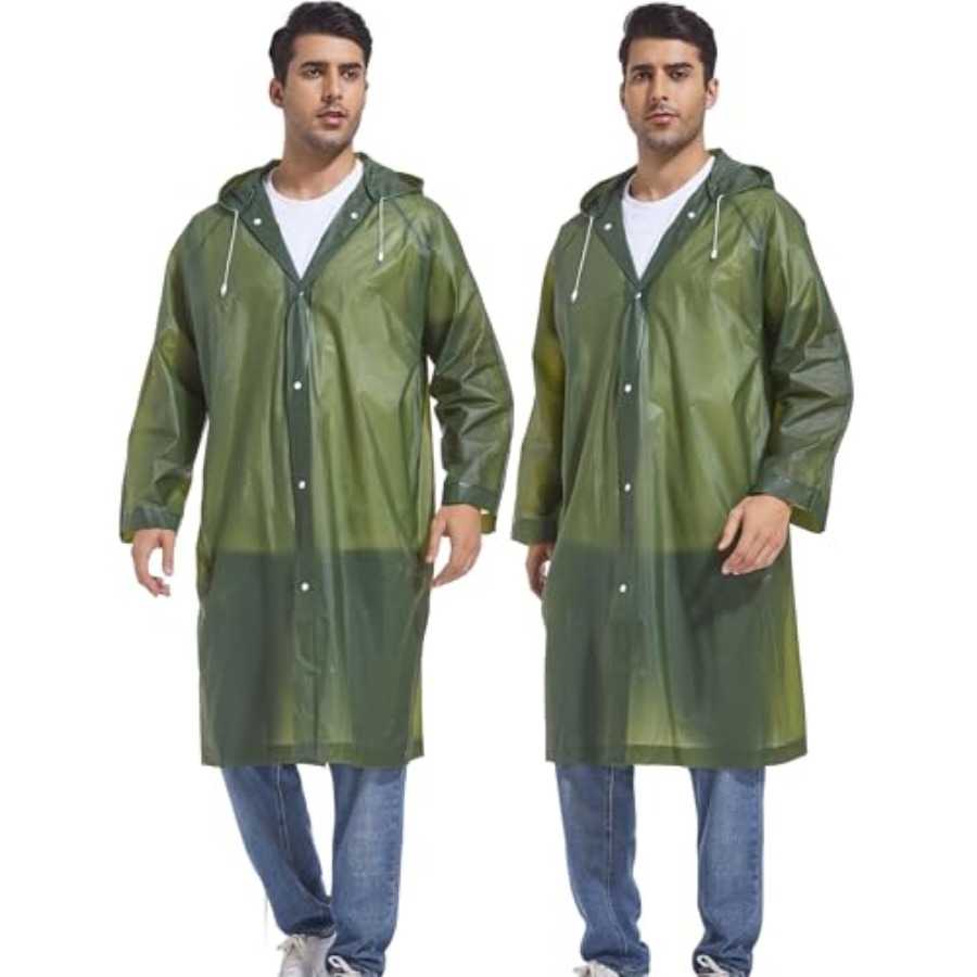 2-Pack Reusable Rain Ponchos f - مراجعة Emergency Poncho Rain وسعره