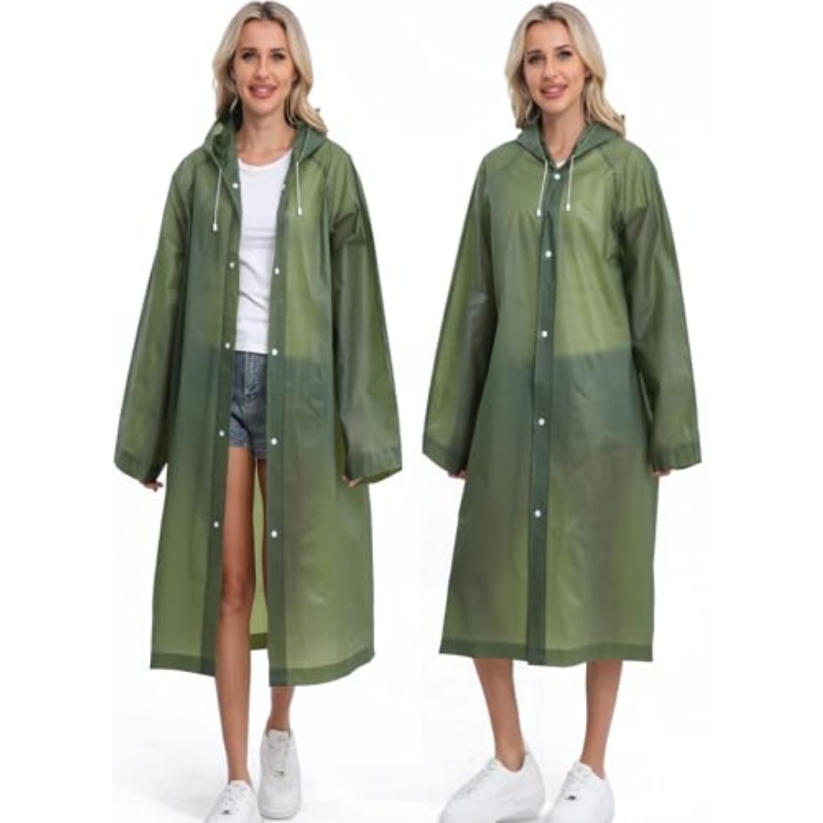 2-Pack Reusable Rain Ponchos f - مراجعة Emergency Poncho Rain وسعره
