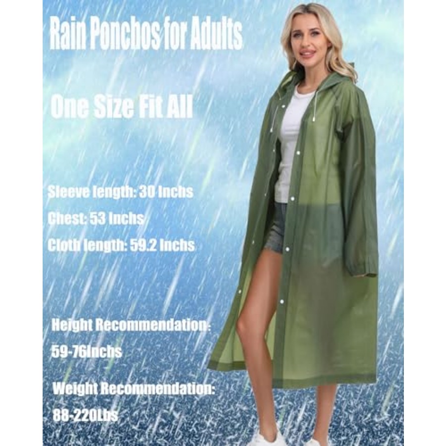 2-Pack Reusable Rain Ponchos f - مراجعة Emergency Poncho Rain وسعره