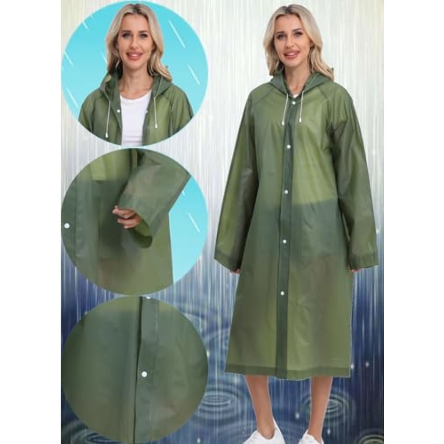 2-Pack Reusable Rain Ponchos f - مراجعة Emergency Poncho Rain وسعره